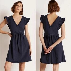 NWT BODEN Empire Detail Jersey Dress in Navy Blue Size 4